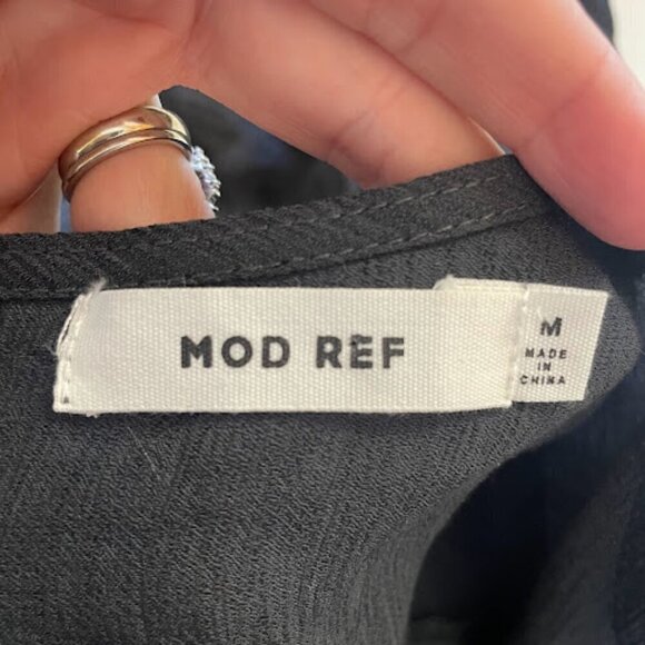 Mod Ref Black Kai Short Sleeve Wide Leg Jumpsuit Back Button Minimalist Pocket - Picture 7 of 10